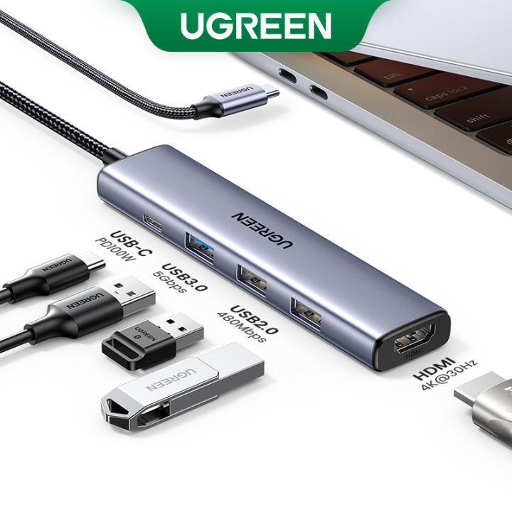 UGREEN Revodok 5-in-1 USB-C Hub with 4K HDMI, 100W PD, 3 USB-A Data Ports, USB C Hub Multiport Adapter for MacBook Pro/Air, iPad Pro, iMac, Surface, XPS, Thinkpad, Galaxy