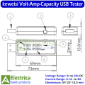 KEWEISI USB Current Voltage Capacity Tester Meter KWS-V20 Mobile Power Detector Charger Capacity Tester with LCD Display by Electrica. 