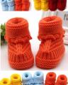Orange Woolen Baby Shoes Infants Crochet Knit Fleece Warm Booties. 