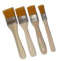 4pcs Wide & Thin Gesso Paint Brush Set best for canvas oil acrylics gouache paints watercolor poster color white bristle and brown handle. 