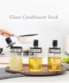 Multipurpose Glass Spice Jar Set - Kitchen Seasoning Bottle with Spoon, Brush, and Honey Dipper Lid, Elegant Design, Durable. 