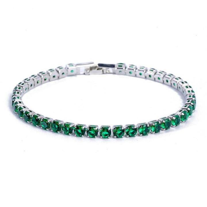 4mm Cubic Zirconia Green Tennis Bracelet Chain Bracelets For Women Men