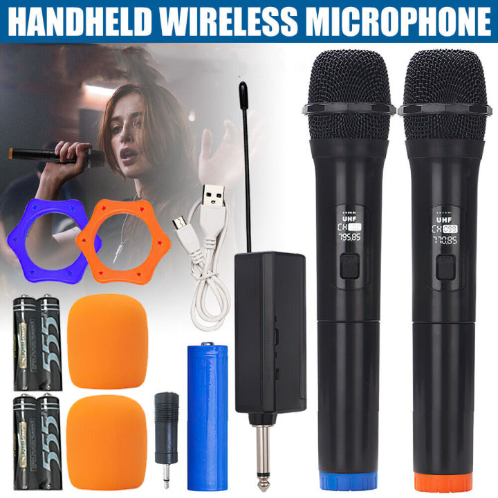 LT-125 2x Universal Wireless Microphone Professional Handheld Mic System + Receiver Karaoke for mobile, PC, DSLR, Camera HD Wirelss Handy Microphone with reciever for Mobile and PC Compiter, DSLR, Video Camera Universal