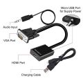 VGA to HDMI Converter Adapter, VGA Male to HDMI Female Cable Converter with 1080P HD Video and Audio Support for Connecting Old PC, Laptop with a VGA Output to Monitor, HDTV,Projector, VGA Male To HDMI Female Converter Adapter With 3.5mm Stereo USB Cable. 