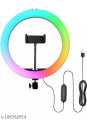 RGB MULTI-COLOURED RING LIGHT MJ26 26CM With Phone Holder Photography Fill Light Selfie Set. 