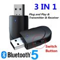 USB Audio Wireless Adapter Bluetooth 5.0  Transmitter Receiver 3 In 1 Mini Stereo AUX RCA 3.5mm Jack For TV PC Car Headphones. 