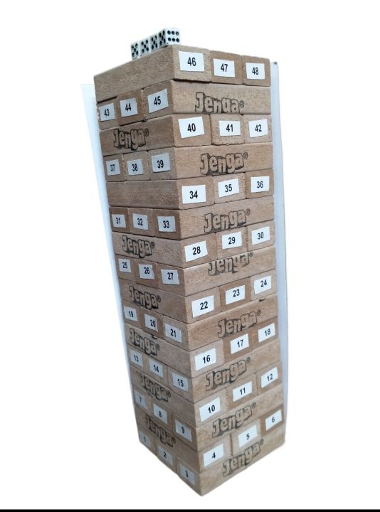 2in1 Classic Jenga with Numbers Wooden Stacking Tower Game for