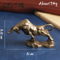Retro Copper Animal Home Decor Brass Wall Street Bull Sculpture Animal Statue Miniature Figurine Office Desk Home Decoration. 