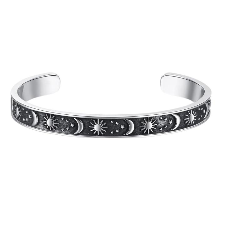 Vividaea Couple Matching Bracelet Empower Style with Unisex Sun Moon Star Bracelet Boost Confidence Fearlessness Adjustable Wrist Jewelry for Couples Opening Bangle