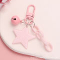 New glitter acrylic pentagram keychain pendant, cute bell open loop chain accessory, earphone sleeve charm. 