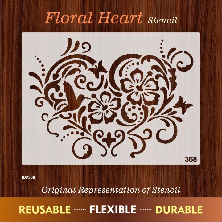 Floral Heart stencil wall painting scrapbook coloring embossing album decorative  stencil id 368