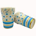 BLUE GOLDEN DOT PAPER CUPS - PACK OF 10 PAPER CUPS - BLUE GOLDEN THEME PAPER CUPS. 