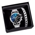 Classic Luxury Watch for Men / Boys With Silver Hand/Wrist Bracelet Chain. 