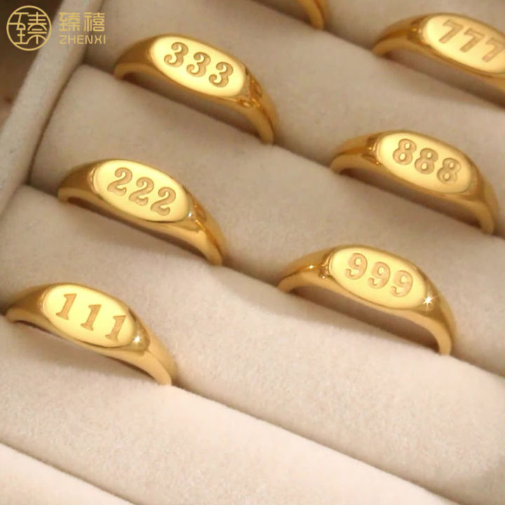 ZHENXI INS Hot Sale 111-999 Angel Number Design Stainless Steel Gold Plated Retro Hip Hop Women Men Ring for Daily Wear