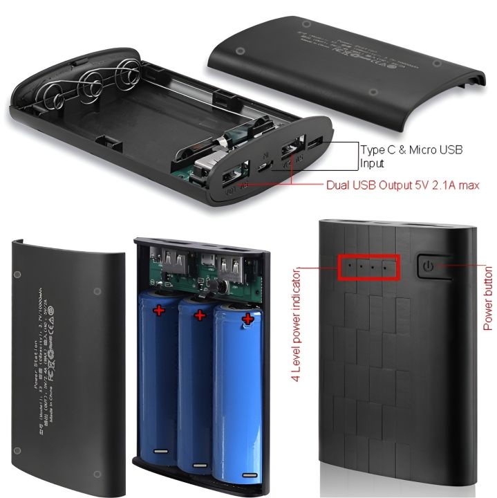 Solderless 3 cell 18650 power bank shell case housing 5V 2.4A mobile power supply battery box kit ( Battery cell not included )