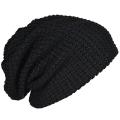 Mens Slouchy Long Beanie Knit Cap for Summer Winter Oversize black. 