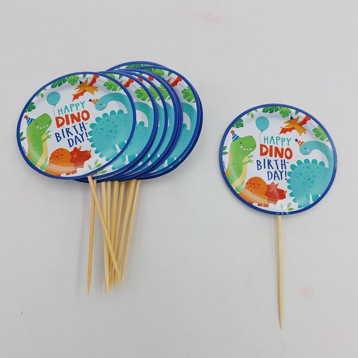DINOSAUR THEME CUPCAKE TOPPERS PACK OF 10 CUPCAKE TOPPERS