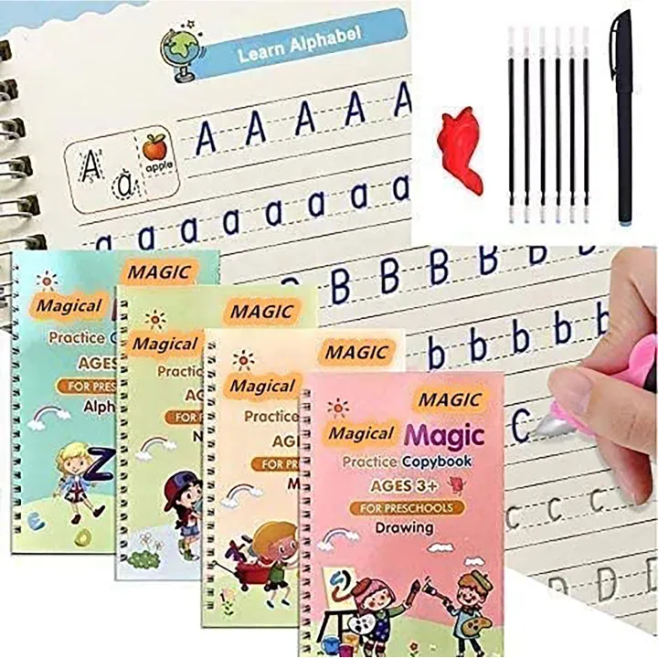 Sank%20Montessori%20Reusable%20Magic%20Book%20Children%20Handwriting%20Practice%20Book%204Magic%20Books%20+%201Magic%20Pen%20+%2010Refills%20+%201Grip%20Children's%20Calligraphy%20Copybook%20Magic%20Writing%20Calligraphy%20Handwriting%20Copybook%20Set%20With%201%20Magic%20Pen%20-%20Image%202