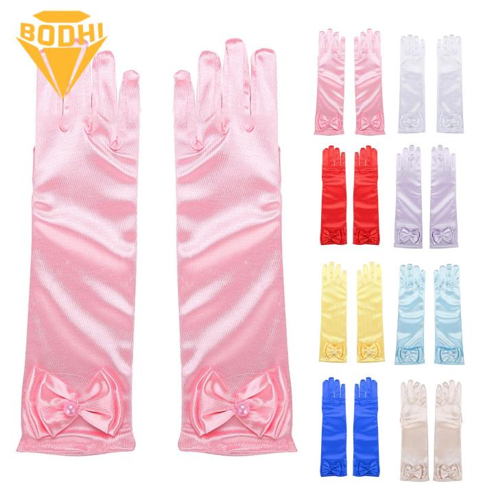 Princess Dress Gloves 1 Pair Kids Performance Gloves Satin Flower Girls Princess Style Cosplay Gloves Flower Girl Gloves