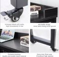 Tribesigns Overbed Table with Wheels, Unadjustable Queen Size Mobile Desk with Heavy-Duty Metal Legs, Height Can't Adjust (Black). 