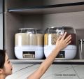 Cereal Rice Bucket Dispenser 6 Grid 360° Rotating Waterproof And Moisture-Proof Rice Storage Box For Kitchen, White. 