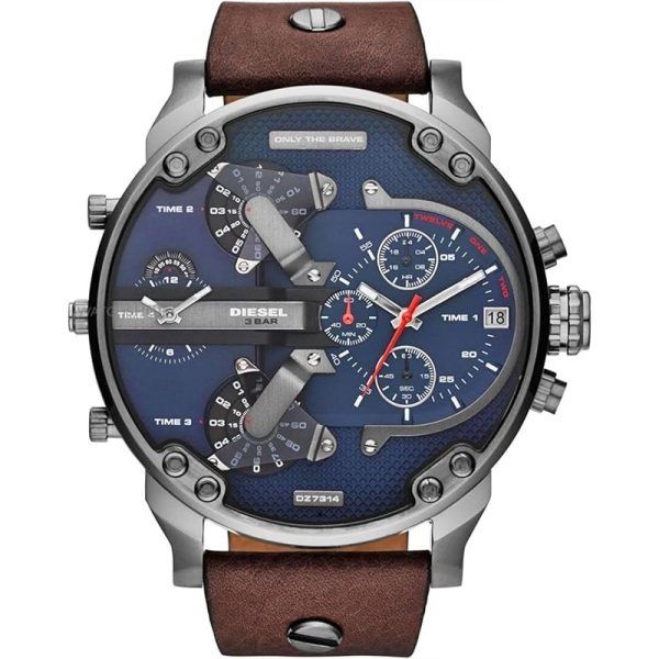 Diesel DZ7314 Leather Strap Wrist Watch (Four Time Zone) For Men