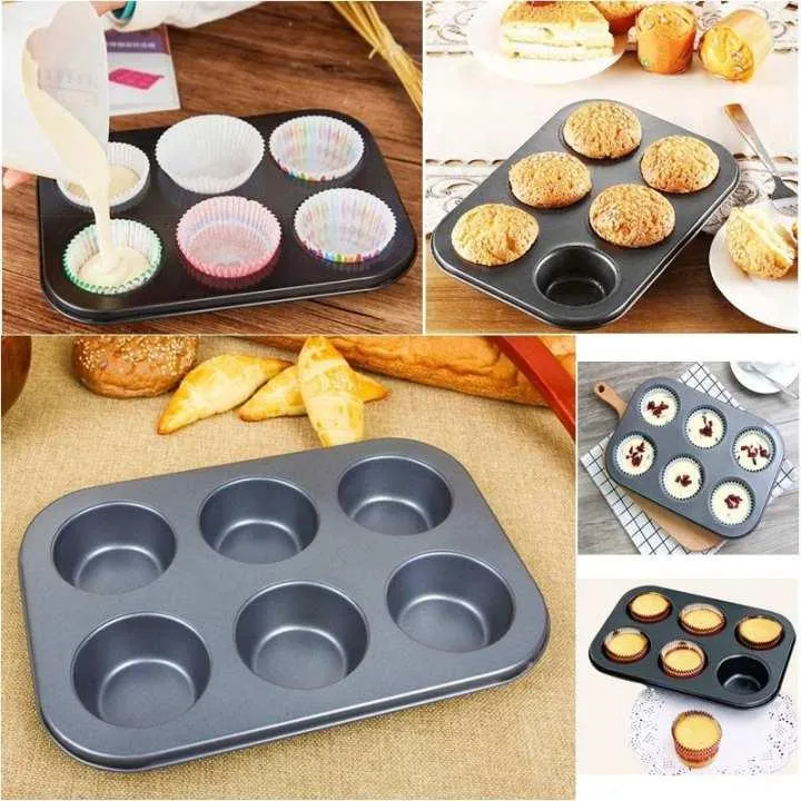 6%20Cupcake%20Muffin%20Baking%20Tray%20Non-Stick%20Mould%20with%20Baking%20Cups%20-%2050%20Pcs%20-%20Image%204