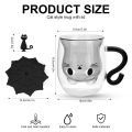 Mug with lid 1 tea coffee mug with handle, milk cup double wall insulated glass with lid, lovely coffee milk tea cup double wall. 