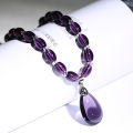 Al Asar Trends High Quality Stone Earrings Necklace Set Purple Stone Jewelry Set for Women Vintage Party Jewelry Gift. 