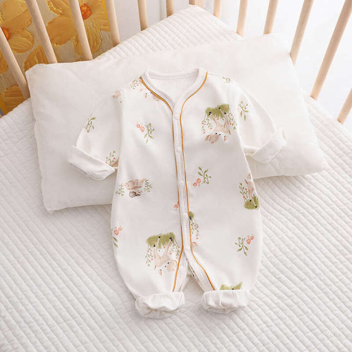Boneless pure cotton baby newborn jumpsuit, crawling clothes for boys