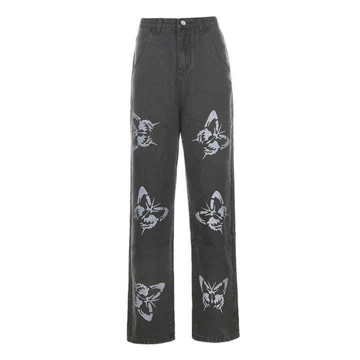 Women's%20Loose%20Jeans,%20High%20Waist%20Butterfly%20Print%20Long%20Straight%20Pants,%20Slim%20Baggy%20Trousers%20-%20Image%205