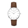 Chronos 1898 Men Women Simple Quartz Watch Case Unisex Couple Leather Watches Large Analog Face Brown Black Montre Femme. 