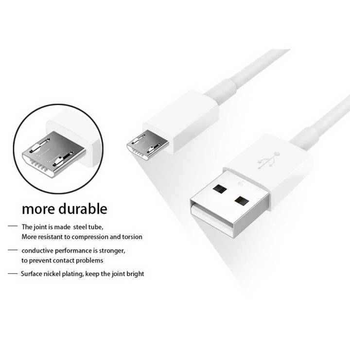 High Speed Small Micro USB Charging + Data Cable for Mobile To Power Banks , Pc , Laptop - White