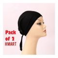 Pack of 2 Black & White Hijab Cap Soft Comfortable Material Abaya Cap For Girls/Ladies-Adjustable Size. 