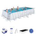 Bestway Rectangular Power Steel Above Ground 20 Ft Length, 12 Feet Width 52 Inch Deep, Pool For Family Fun, Water Games Outdoor 56474 Imported Portable Pvc Branded Summer Season Swm Dive Steel Pipe Bracket Swimming Parties Pools With Ladder & Cartridge. 