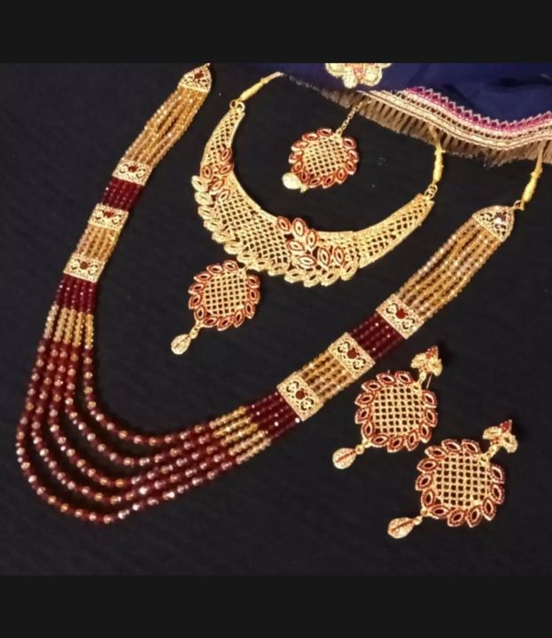 karachi collecton Golden Crystal Girls Jewellery Set With Cristal mala For Women Trendy Fashion 008746