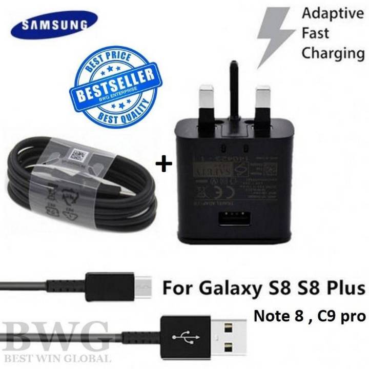 SAMSUNG Adaptive Fast Charger 9V & Type C Cable for S8 S8+ C9 PRO Note 10 9 8 Phone