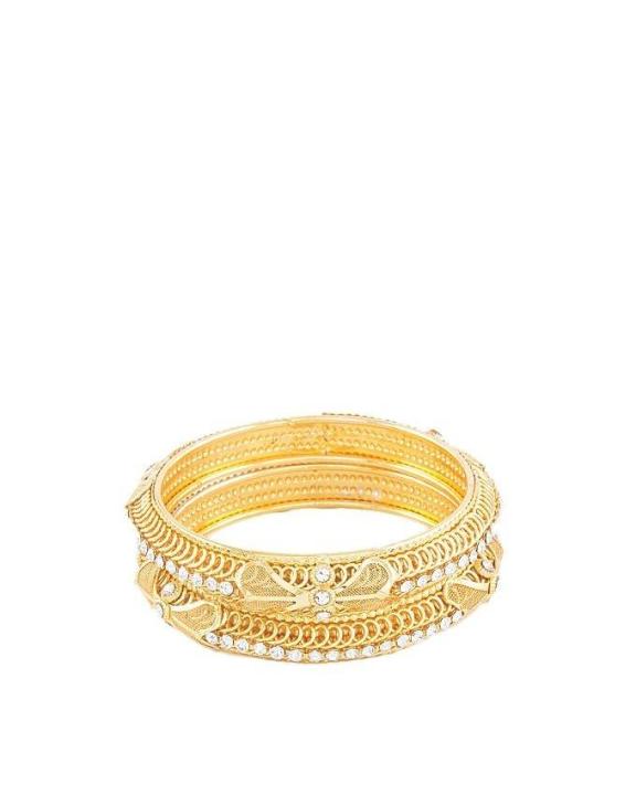 Pack of 2 - Golden Gold Plated Zircon Bangles For Women