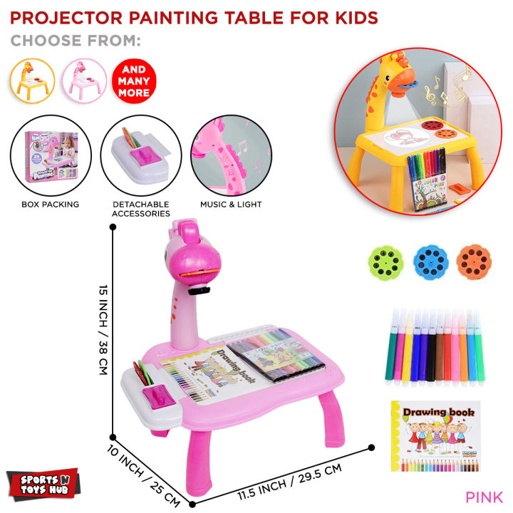 Kids Drawing Projector Painting Table, 24 Pattern Trace and Draw Projector Toy With Light and Music Painting Board Educational Drawing Playset For Boys & Girls Paint Table Children's Early Education Toy Pre School & Montessori Student