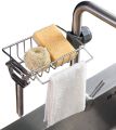 Kitchen Stainless Steel Faucet Sink Sponge Holder with towel hanging option, Water Tap Soap Sponge Storage Rack. 