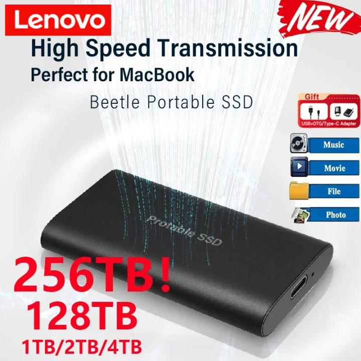 Lenovo Mini Portable SSD 2TB External Hard Drive Hard Disk High Speed SSD Large Capacity Storage Devices for Laptop/Desktop/MAC