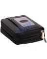 Two Zipped Leather Leather Multi Pocket Micro Wallet - black. 
