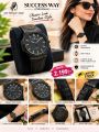 SUCCESS WAY Original Women’s Watch | Quartz Movement, Slim Design, Leather Strap with Master Lock | Black & White Dial |. 