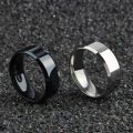 Pack of 2 Silver Stainless Steel and Black Titanium Rings For Men / Boys - Ring for Mens. 