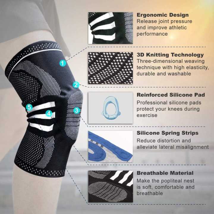 1 Piece Professional Knee Brace, Best Knee Compression Sleeve Support for Men Women with Patella Gel Pads &Side Stabilizers, Medical Grade Knee Support knee Sleeves for Running, , Arthritis, ACL,Joint Pain Relief, Injury Recovery
