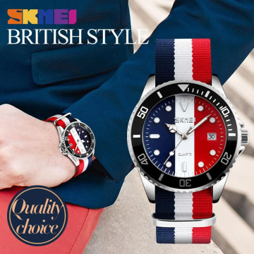 SKMEI Fashion Quartz Casual Waterproof Nylon Strap Multiple Colour Watch For Men Women 9133