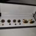 Complete Set Metal Cufflinks and Plastic Buttons for Men |  Men’s Cufflink & Buttons With Box Silver and Gold. 