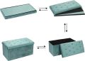New Velvet Ottoman Storage Benches Folding Stool Soft Cushion Footrest Toy Storage Box Seat for Living Room Poof Foot Stool,38x76cm. 