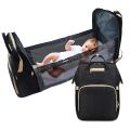 Baby Infant Nappy Changing Bag Portable Large Capacity Folding Crib Diaper Backpack Stroller Straps for Travel Multifunctional-Black Color. 