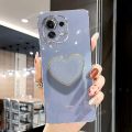 Phone Case For Xiaomi Mi 11t Pro 11 T Plating Love Heart Fold Holder On Xiomi Mi11T 11tpro Xiaomi11t Luxury Stand Silicone Cover. 